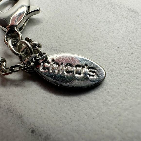 Chico's Silver Gold Beaded Charm Chain Link Necklace ✨ - Picture 3 of 9